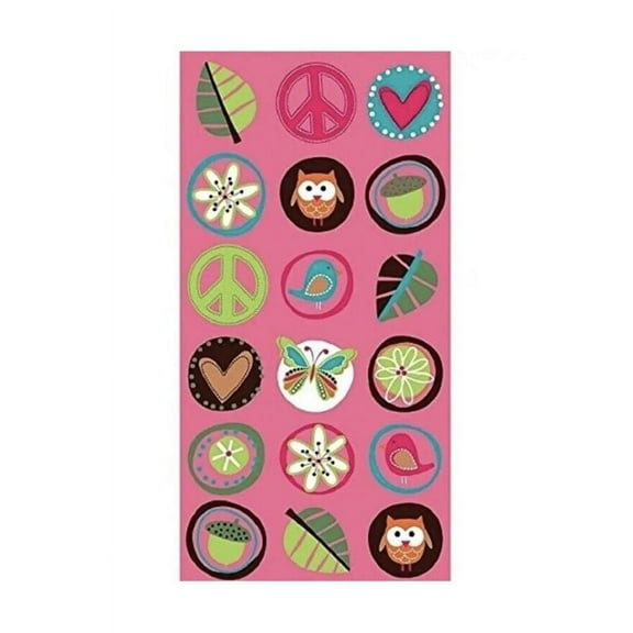 Hippie Chick Peace Owl Pink Brown Retro Birthday Party Favor Sacks Treat Bags