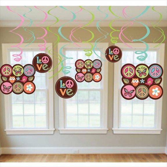 Hippie Chick Swirl Decorations (12pc)