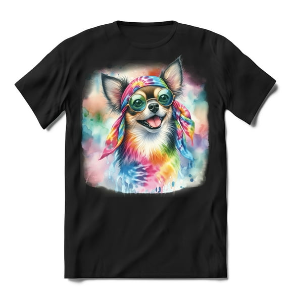 Hippie Chihuahua Portrait Watercolor Tie-Dye Vintage Styles Shirt T-shirt Unisex Merch Dog Lover Gifts Idea - 00014