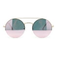 thumbnail image 1 of Hippie Color Mirror Round Circle Lens Metal Half Rim Double Bridge Sunglasses Gold - Pink Mirror, 1 of 4