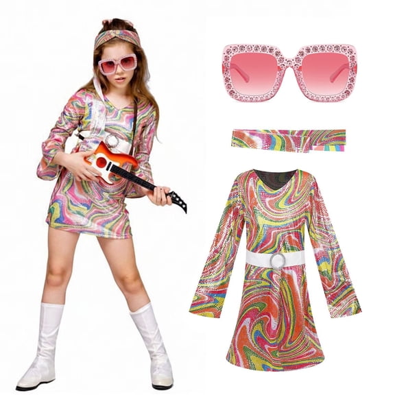 Hippie Costume 70s Hippie Dress Costumes Disco Outfit 60s Party Costume Halloween Retro Dresses