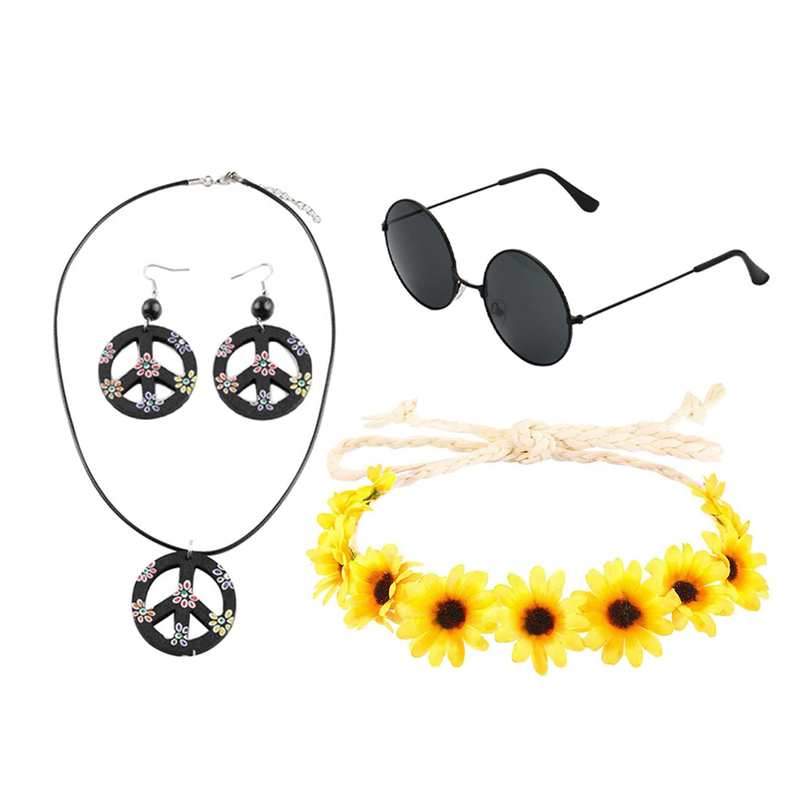 Hippie Costume Accessories Set Headband Women Men Outfits 60S 70S for