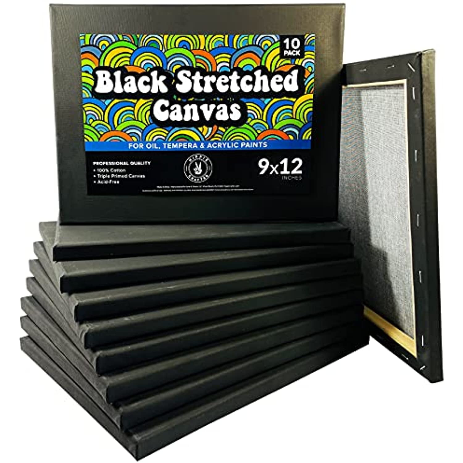 10 Pack Black Stretched Canvas for Painting 11x14 Blank Art Canvases for  Paint