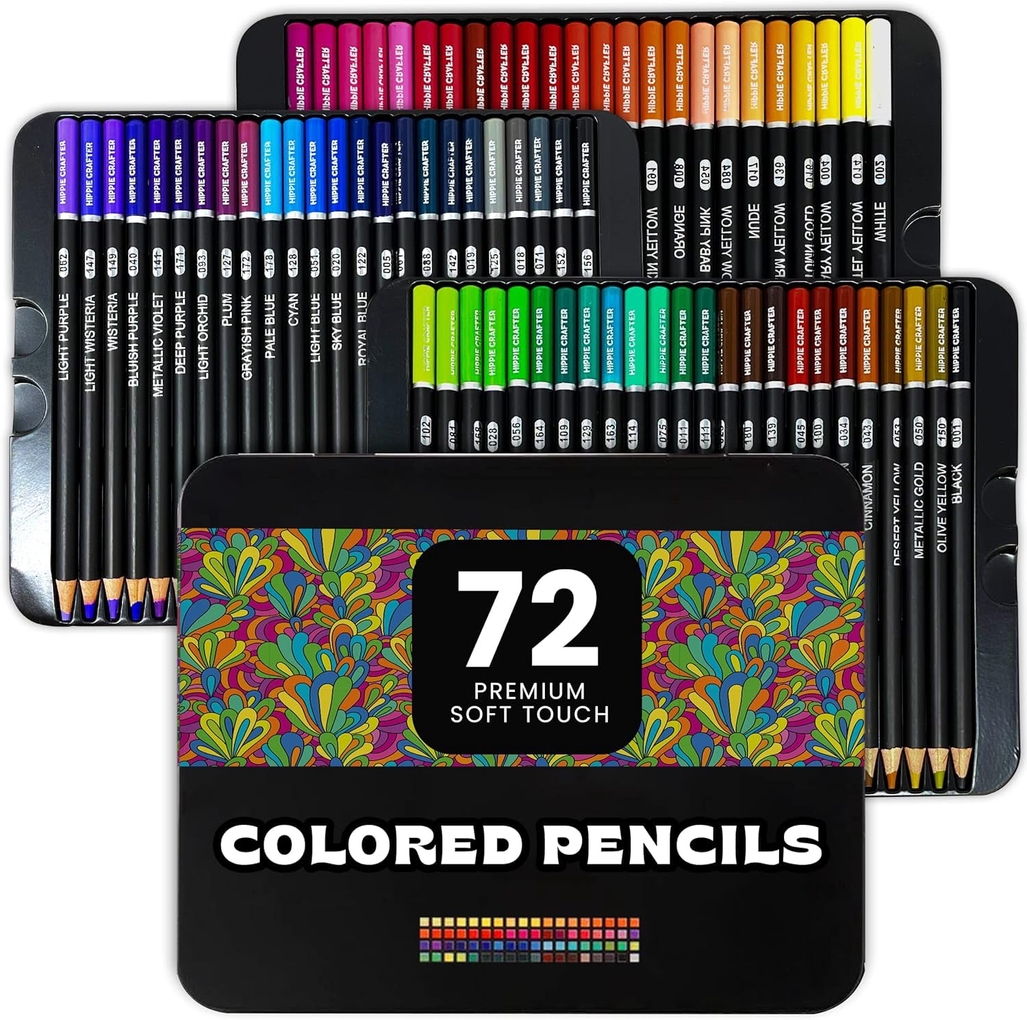 Hippie Crafter 72 Colored Pencils for Artists Professional Coloring Pencil Colors for Adults Art