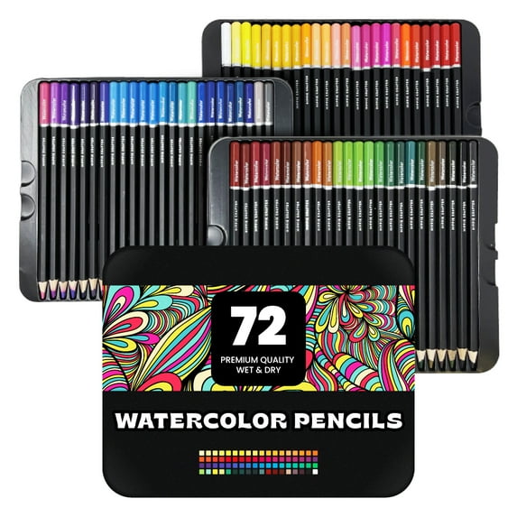 Hippie Crafter 72 Watercolor Pencils Set Artists or Beginners Water Color Pencil for Adults Coloring Art supplies Painting