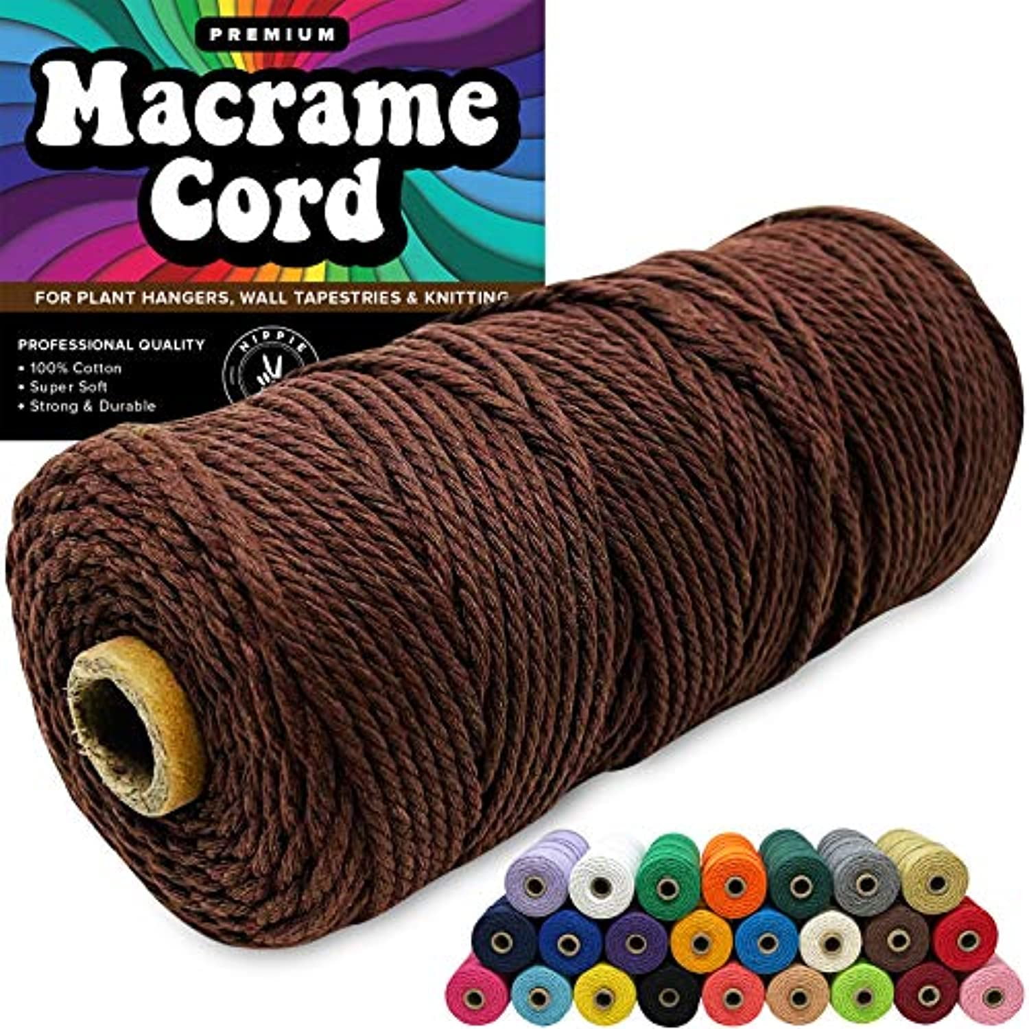 Litake Natural Macrame Cord 1 Roll 1-6mm Bohemia Natural Cotton Cord  Twisted Macrame Yarn Handmade DIY Crafts Cord Perfect Macrame Supplies 