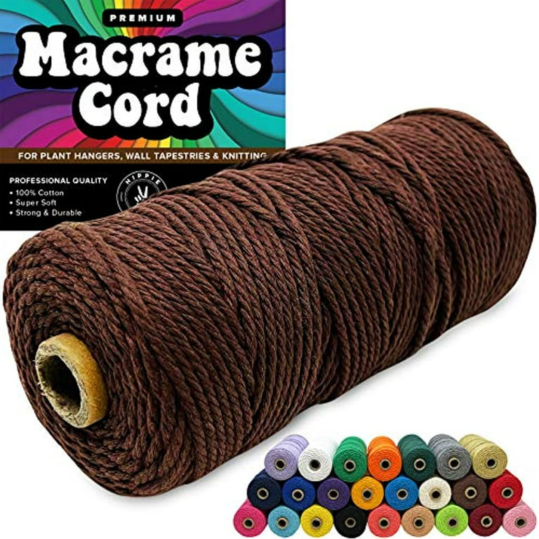 Hippie Crafter Brown 100% Cotton Cord Rope for Macrame 3mm Natural