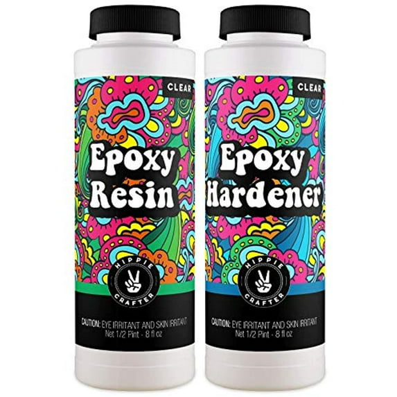Hippie Crafter Epoxy Resin Crystal Clear Resin Kit Art and Tabletop | 2 Part Countertop (16 oz Set)