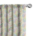 thumbnail image 1 of Hippie Curtains 2 Panels Set, Boho Soft Pastel Leaves in Watercolor Flourishing Lace Pattern, Window Drapes for Living Room Bedroom, 56"W X 95"L, Multicolor, by Ambesonne, 1 of 5