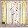 thumbnail image 1 of Hippie Curtains 2 Panels Set, Doodle Portrait in Abstract Arabesque Traditional Frame Asian Symbolism Theme, Window Drapes for Living Room Bedroom, 55W X 39L Inches, Pale Yellow Red, by Ambesonne, 1 of 3