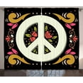 thumbnail image 1 of Ambesonne Hippie Curtains 2 Panel Set, Peace Sign with Flowers, 108" x 90", Multicolor, 1 of 3