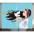 thumbnail image 1 of Ambesonne Hippie Curtains 2 Panel Set, Girl with Peace Dove, 108" x 96", Multicolor, 1 of 3
