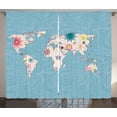 thumbnail image 1 of Ambesonne Hippie Curtains 2 Panel Set, World Continents, 108" x 96", Pale Blue White, 1 of 3