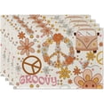 thumbnail image 1 of Hippie Daisy Flower Peace and Love Placemats Set of 4 12x18h Wreath Float Groovy Fall Table Mats for Party Kitchen Dining, 1 of 6