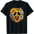 thumbnail image 1 of Hippie Daisy Peace Sign Retro Flower Sunflower Lovers T-Shirt, 1 of 5