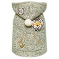 thumbnail image 1 of Hippie Designer Sleeveless Pompom Dog Hooded Sweater, Olive Green - Large, 1 of 1
