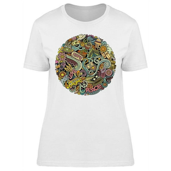 Hippie Doodles T-Shirt Women -Image by Shutterstock, Female Small