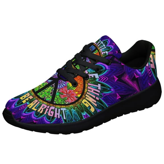 Hippie Every Little Thing Is Gonna Be Alrigh Shoes Sneakers for Women Men Black Size 3.5