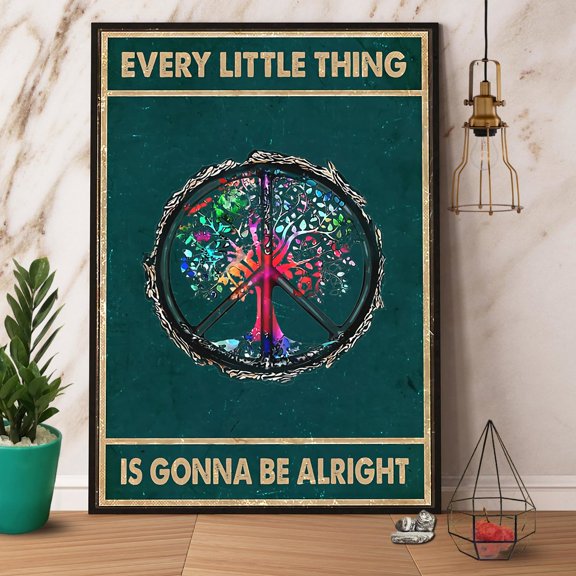 Hippie Every Little Thing Is Gonna Be Alright Paper Poster No Frame Matte Wall Art Decor 16 x 24 Inch Poster