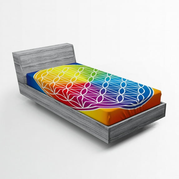 Ambesonne Hippie Fitted Sheet, Peace Flower Youth, Twin Size, Multicolor