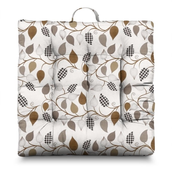 Hippie Floor Pillow 22x22 Inch Bohemian Cushion, Artistic Print, Thick & Supportive for Yoga, Meditation & Lounge (Earthy Tones)