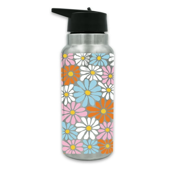 Hippie Floral Pattern 32 oz. Stainless Tumbler With Straw Lid