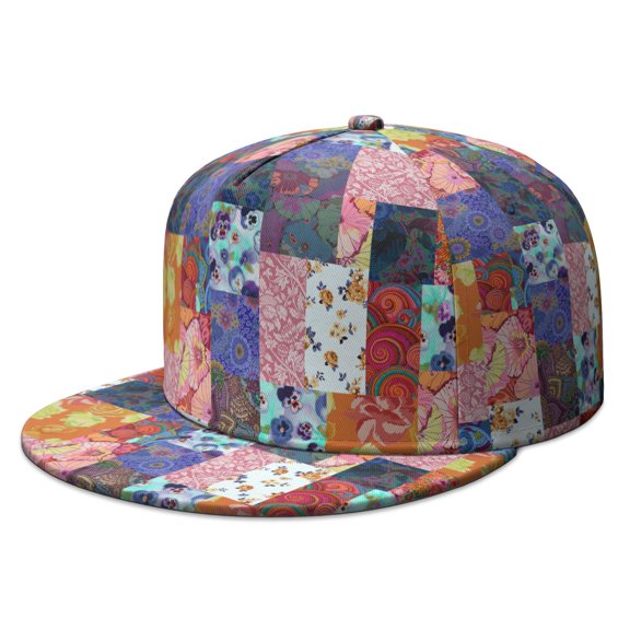 Hippie Floral Snapback - Unisex Flat Bill Baseball Cap with Durable Fabric