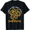 thumbnail image 1 of Hippie Florist Women Girls Just A Girl Who Loves Sunflower T-Shirt, 1 of 3