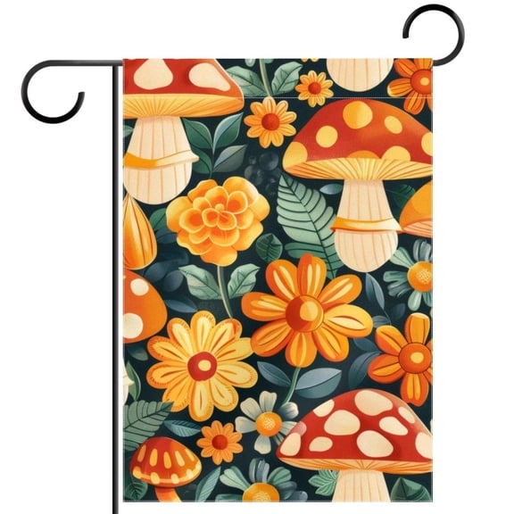Hippie Flower Mushrooms Honeycomb Welcome Garden Flags, 12 x 18 Inch Double Sided Outdoor Yard Flags Waterproof For Home Outside Patio Lawn Porch