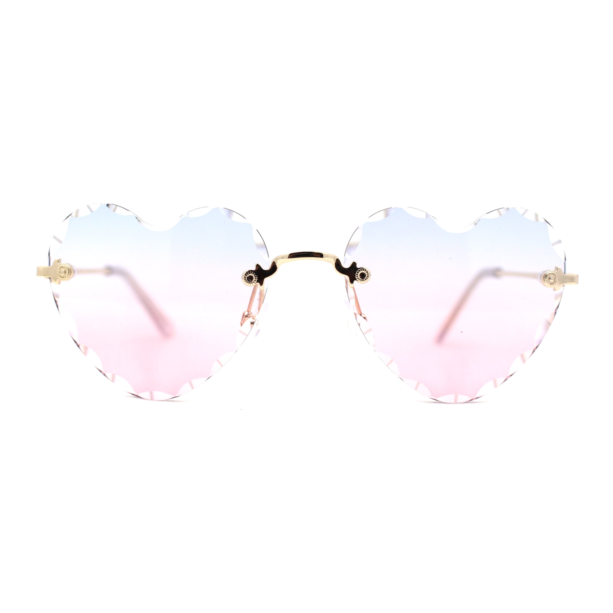 Hippie Flower Petal Beveled Lens Heart Shape Rimless 