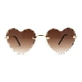 thumbnail image 1 of Hippie Flower Petal Beveled Lens Heart Shape Rimless Sunglasses Gold Brown, 1 of 4