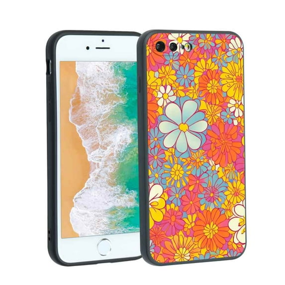 Hippie-Flower-Retro-60s-70s-Floral-Vintage-Style-Print-71 phone case for iPhone 8 Plus for Women Men Gifts,Soft silicone Style Shockproof - Hippie-Flower-Retro-60s-70s-Floral-Vintage-Style-Print-71 Ca
