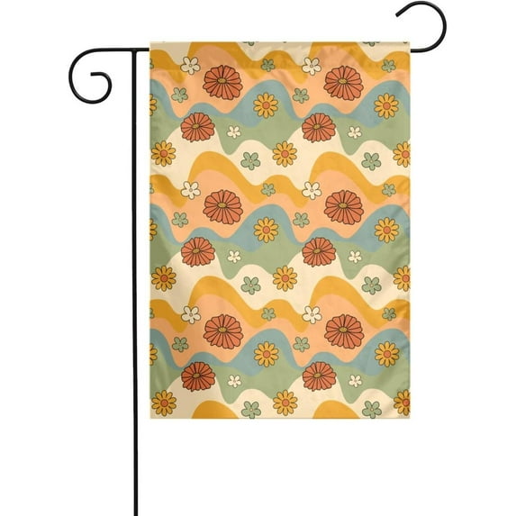 Hippie Flower Retro Boho Garden Flags 12x18 Double Sided Garden Flags For Outside Spring Garden Flag Yard Flags Small Summer Garden Flag For Outdoor Porch Patio Farmhouse Lawn