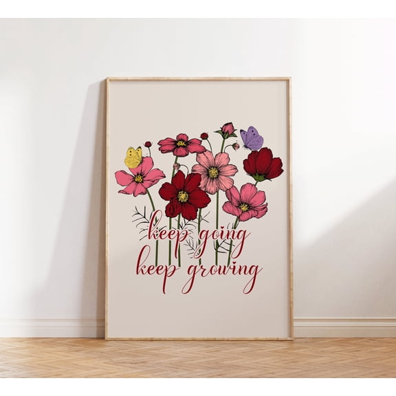 Hippie Flower Wall Print Inspirational Print Wildflower Poster Retro Wall Artart Wall Decor Gift For Her , Poster Print Only
