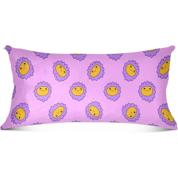 Hippie Flowers Plush Pillowcase, Luxury Soft King Pillow Case for Hair and Skin, Standard Size Pillow Covers with Zipper Closure, 21x54in Home Decor Gifts