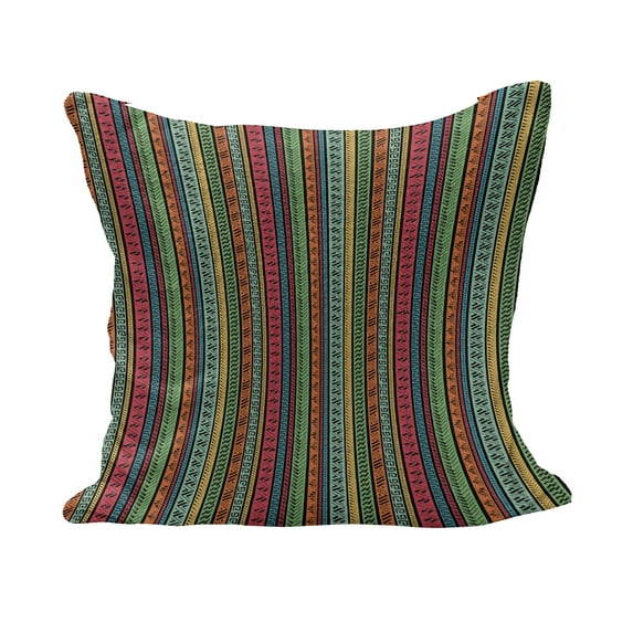 Hippie Fluffy Throw Pillow Cushion Cover, Hand Drawn Vertical Borders Colorful Native Culture Inspired, Rectangle Accent Pillow Case, 36" x 16", Multicolor, by Ambesonne