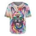 thumbnail image 1 of Hippie French Bulldog Portrait Watercolor Tie-Dye Vintage Styles All Over Print 3D Baseball Shirt Dog Lover Gifts Softball Sport - 00014, 1 of 6