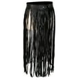 thumbnail image 1 of Hippie Fringe Tassel Wite PU Leather Ladies Belt Skirt - Black, 26.8 inch, 1 of 9