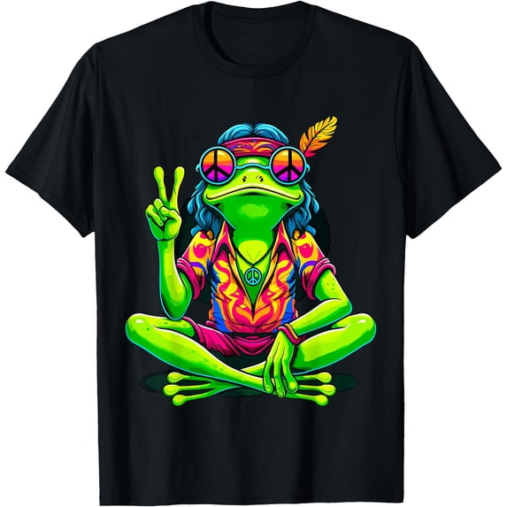 Hippie Frog Peace Sign T-Shirt - Walmart.com