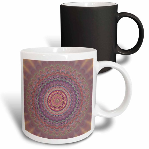 3drose, Hippie Geometric Mandala - Colorful Concentric Oval Mandala Art, 11oz Magic Transforming Mug