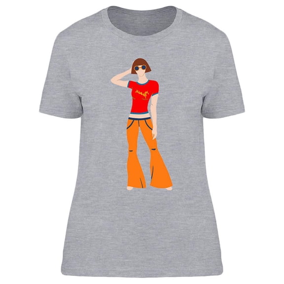 Hippie Girl In Orange Pants T-Shirt Women -Image by Shutterstock, Female Small