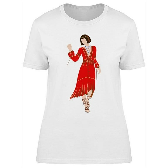 Hippie Girl In Red Boho Dress T-Shirt Women -Image by Shutterstock, Female Small