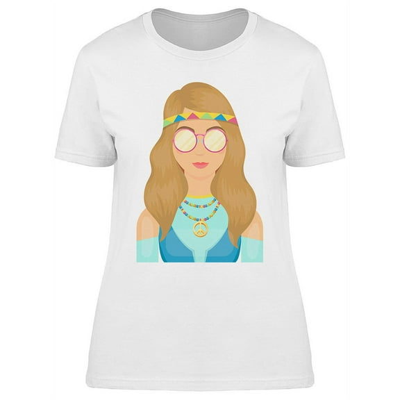 Hippie Girl With Glasses T-Shirt Women -Image by Shutterstock, Female Large