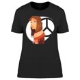 thumbnail image 1 of Hippie Girl With Hippie Symbol T-Shirt Women -Image by Shutterstock, Female XX-Large, 1 of 2