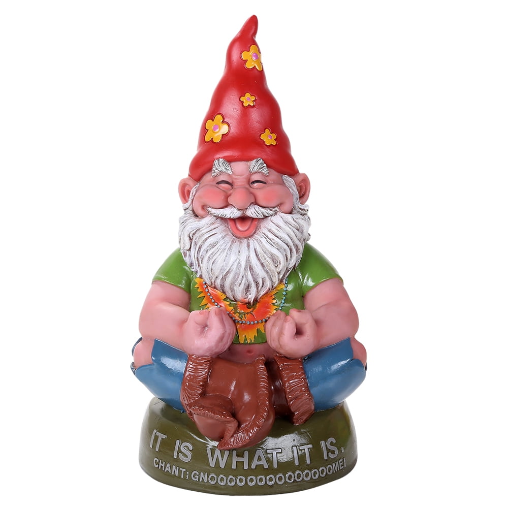 Hippie Gnome Meditating Chant Gnome Outdoor Statue 10.5 Inch Tall