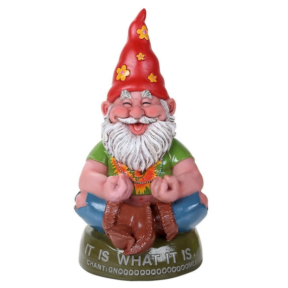 Hippie Gnome Meditating Chant Gnome Outdoor Statue 10.5 Inch Tall