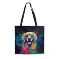 thumbnail image 1 of Hippie Golden Retriever Portrait oil painting Watercolor Tie-dye Vintage All Over Print 3D Canvas Tote Bag Goldens Dog Lover Gifts Idea Reusable Handbag - 00015, 1 of 5