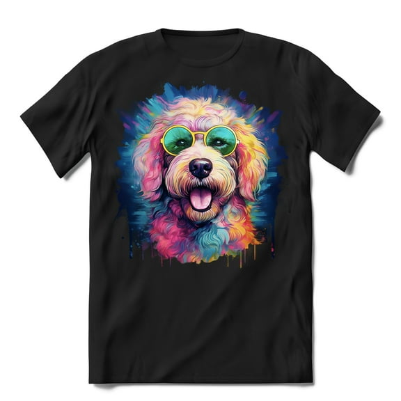 Hippie Goldendoodle Portrait oil painting Watercolor Tie-dye Vintage Shirt T-shirt Unisex Merch Doodle Dog Lover Gifts Idea - 00015