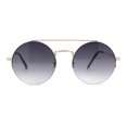 thumbnail image 1 of Hippie Gradient Round Circle Lens Metal Half Rim Double Bridge Sunglasses Gold - Smoke, 1 of 4