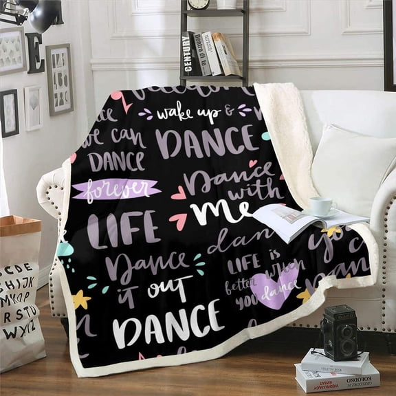 Hippie Graffiti Fuzzy Sherpa Blanket Dance Life Fleece Throw Blanket Soft Cozy Fluffy Plush Blanket for Girls 60"x80"